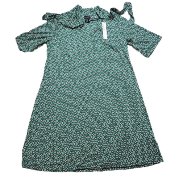 Dress knee length V-neck with tie short sleeves Size 2X NICOLE MILLER NWT - Picture 7 of 15